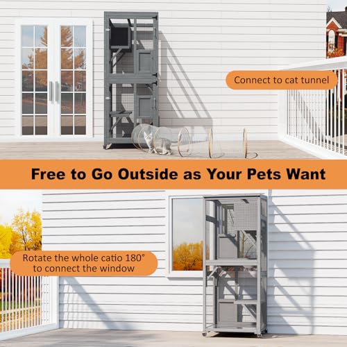 Catio Outdoor Cat Enclosure, Large Walk-in Cat Cage with Waterproof Cover, 72 inch X803947