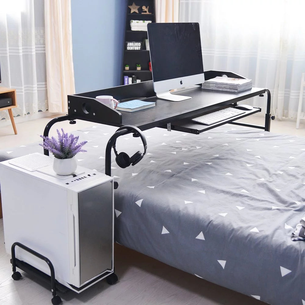 Wellynap Overbed Computer Desk with Adjustable Height, Black L554192
