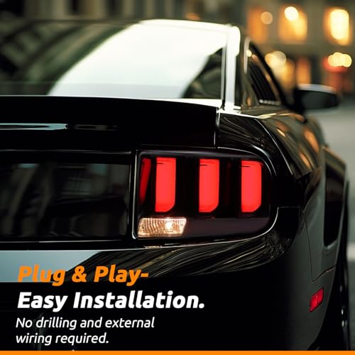 LED Tail Lights for 2005-2009 Ford Mustang, Black Housing Clear Lens B2978