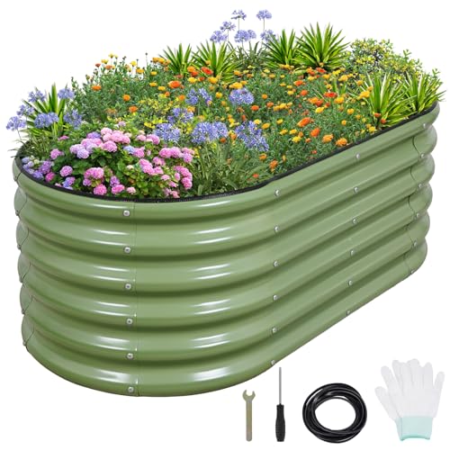 1MORE Galvanized Raised Garden Bed 4x2x1.4ft Metal Planter Box Outdoor D509