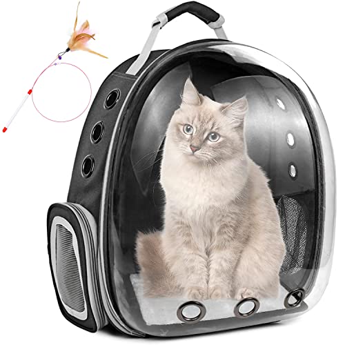 Cat Carrier Expandable Backpack, Airline Approved Pet Carriers for Small Dogs, Large Cat Bag Carrier, Foldable Collapsible Travel Bookbag for Carrying Cats Puppy Kitten Bunny Bird Chicken (Black)