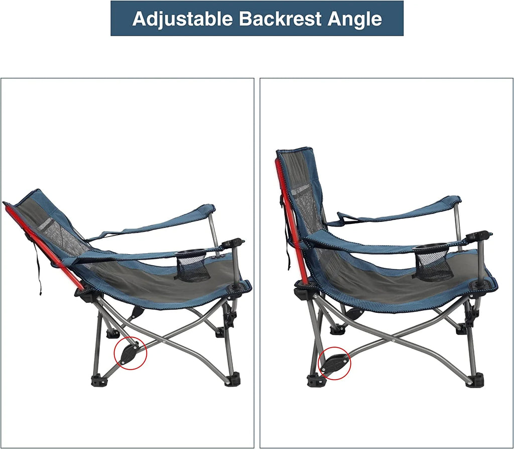 REDCAMP Low Beach Chair with Adjustable Backrest and Cup Holder, Portable Camping Chair, Navy Z4704