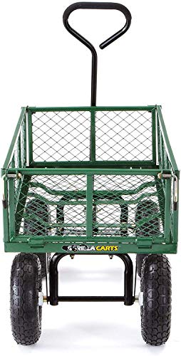 Gorilla Carts Steel Utility Wagon with Removable Side Panels, 1000 lb Capacity, Gray U674568