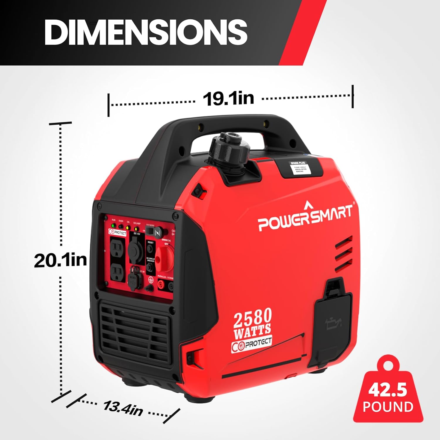PowerSmart 2580-Watt Portable Inverter Generator for Camping & Home Backup M74072