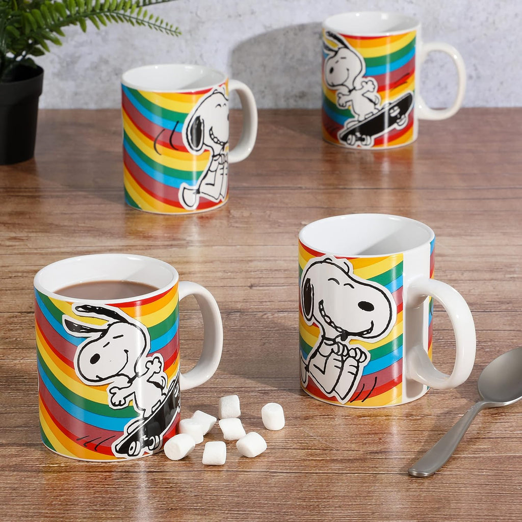 Snoopy Peanuts 70th Anniversary Stoneware Mug Set 4-Piece 15oz D9041