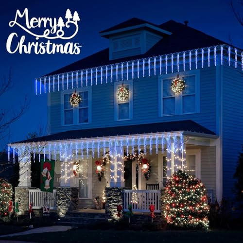 Brightown Christmas Meteor Shower Lights Outdoor 30ft 720 LED Waterproof Blue T277924