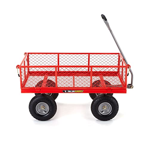 Gorilla Carts Steel Utility Wagon with Removable Side Panels, 1000 lb Capacity, Gray U674568