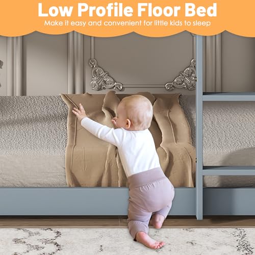 Twin Over Twin Wood Bunk Bed with Ladder and Guardrails for Kids P604