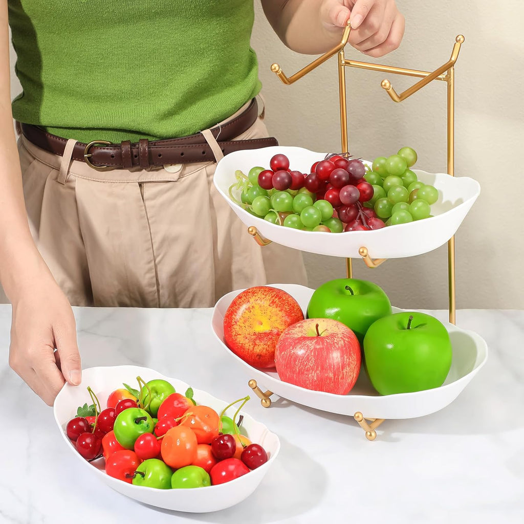 3 Tier Acrylic Fruit Bowl with Metal Rack for Serving and Storage U119