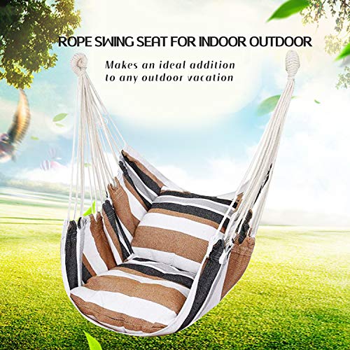 Hommtina Hammock Chair Hanging Rope Swing, Max 300 Lbs, Dark Gray W16807