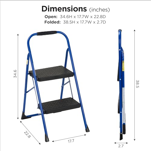 COSCO 2-Step Steel Step Stool, Gray Q61005