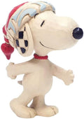 Enesco Peanuts by Jim Shore Snoopy with a Christmas Cap Miniature Figurine, 3 Inch, Multicolor