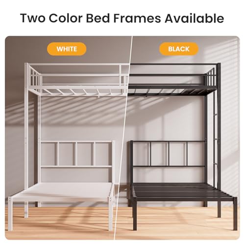 Heavy Duty Triple Bunk Bed Twin over Twin with Guardrails and Ladder, Black Y548246