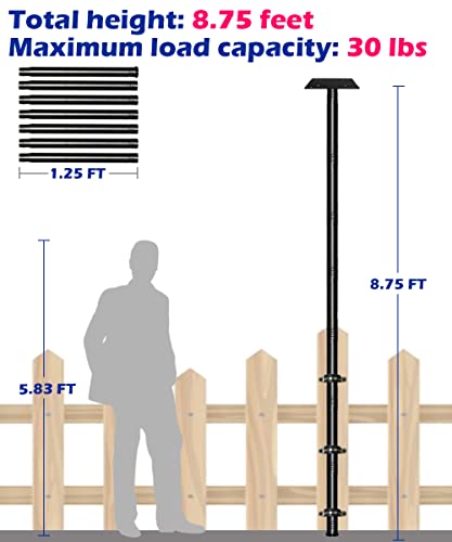 Garbuildman 105 Inch Bird Feeder Pole Kit, Heavy Duty Matte Black, for Deck or Patio N9760