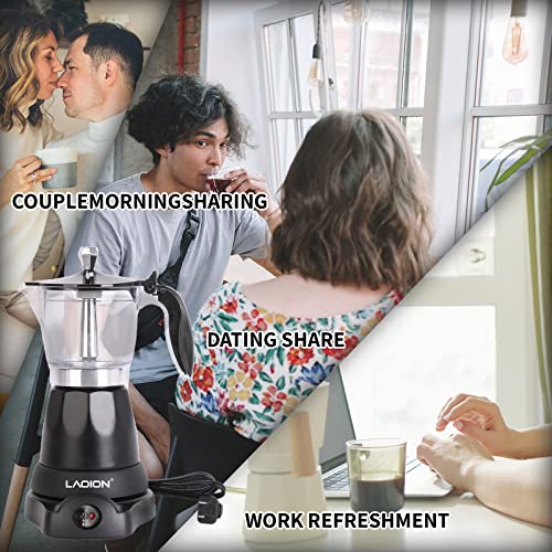 Cuban Coffee Maker 6-Cup Electric Espresso Moka Pot with Detachable Base N992