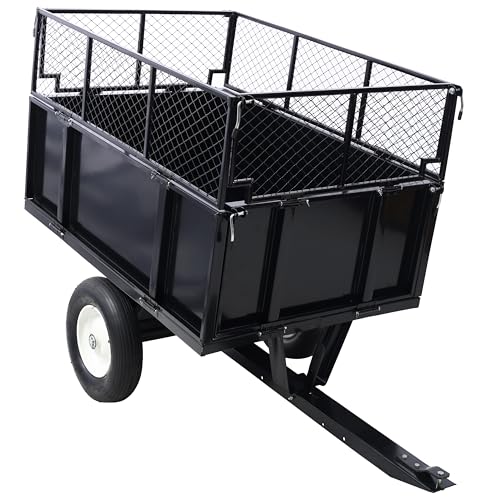 ATV Trailer Steel Dump Cart 750lbs Utility Trailer with Removable Sides B193751