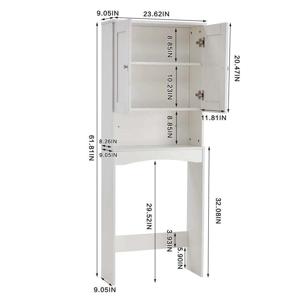 Over The Toilet Bathroom Shelf Cabinet Organizer, White O7151