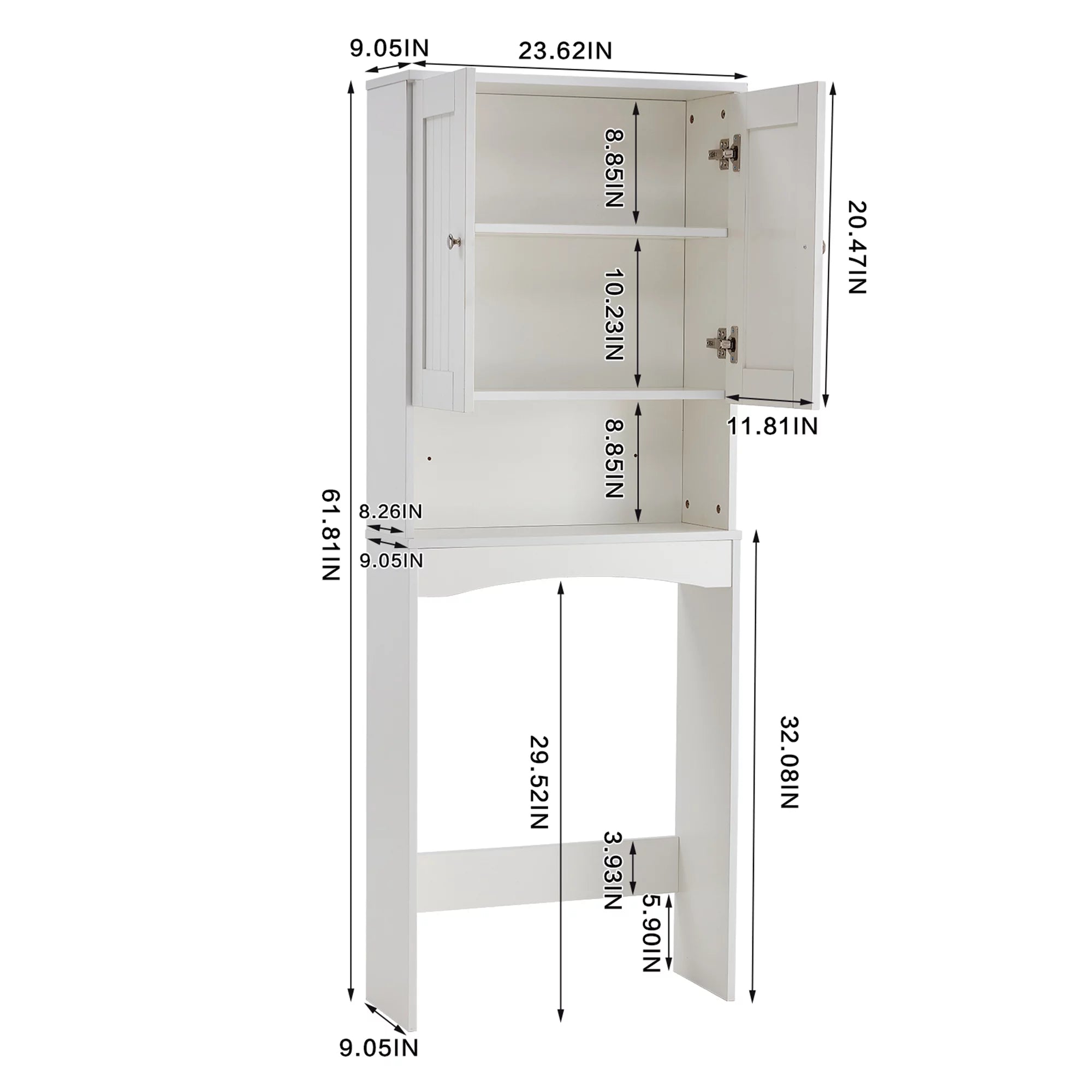 Over The Toilet Bathroom Shelf Cabinet Organizer, White O7151