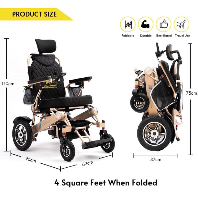 Lightweight Foldable Electric Wheelchair for Seniors and Adults, Blue Seat S8803