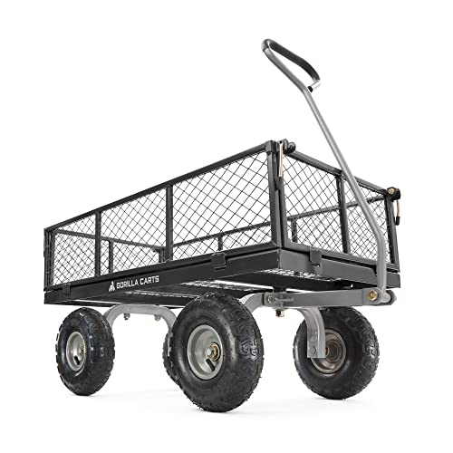 Gorilla Carts Steel Utility Cart Garden Wagon with Removable Sides, 800 Lbs V443484