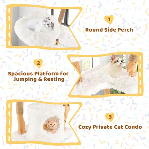 Tangkula Cat Tree for Indoor Cats, Solid Wood with Scratching Posts, 34 Inch Q6529