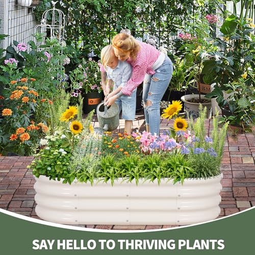 1MORE Galvanized Raised Garden Bed 4x2x1.4ft Metal Planter Box Outdoor D509