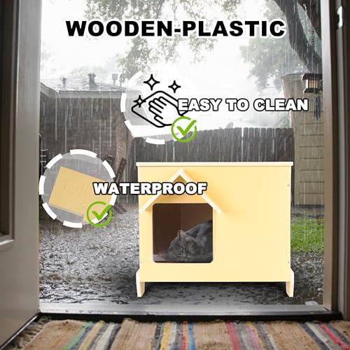 Outdoor Cat House Wooden Feral Cat Shelter with Escape Door L75941