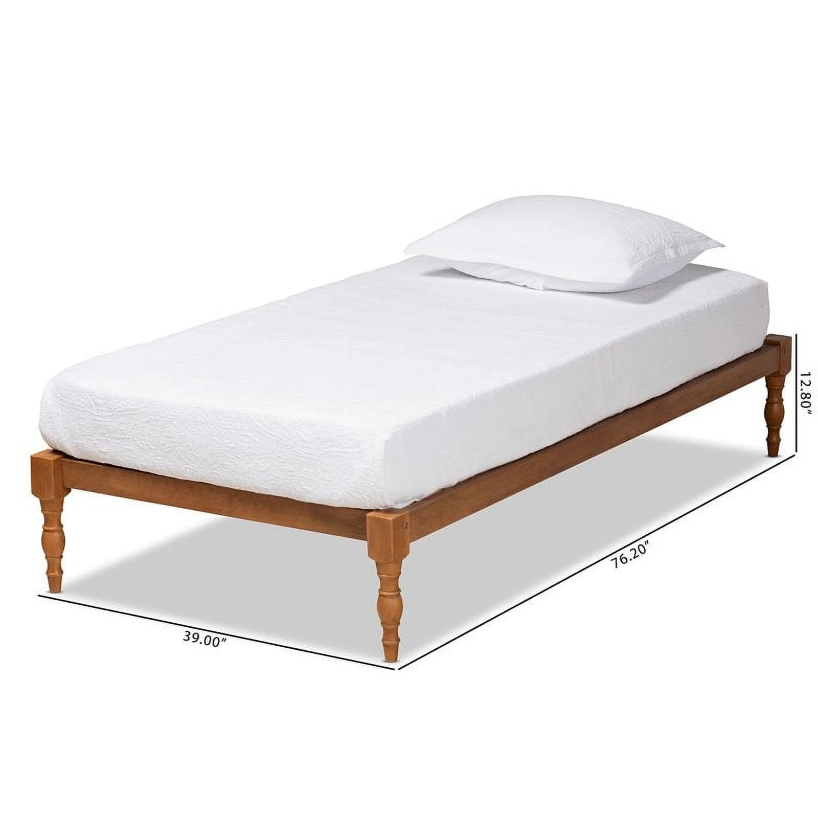 Bowery Hill Walnut Brown Twin Size Wood Platform Bed Frame Y978