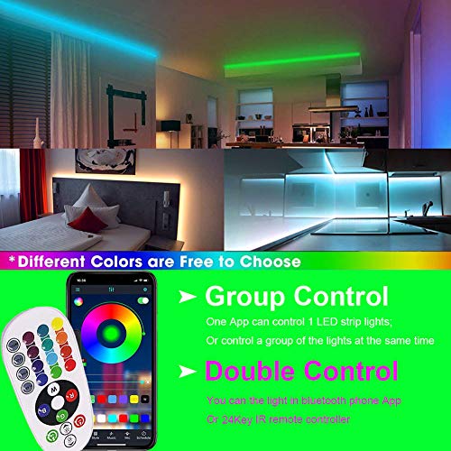 WiFi RGB LED Strip Lights 30ft Dimmable Waterproof with App Control S57509