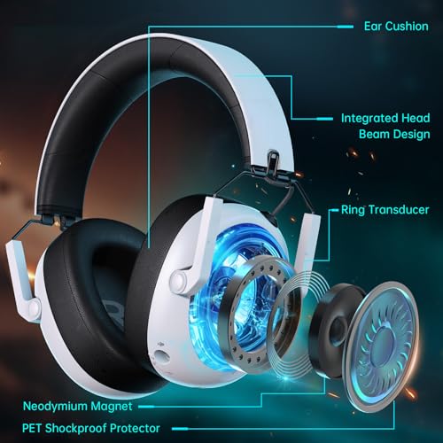 Wireless Gaming Headset with Noise Canceling Mic for PS5, PS4, PC, Switch - Black P129