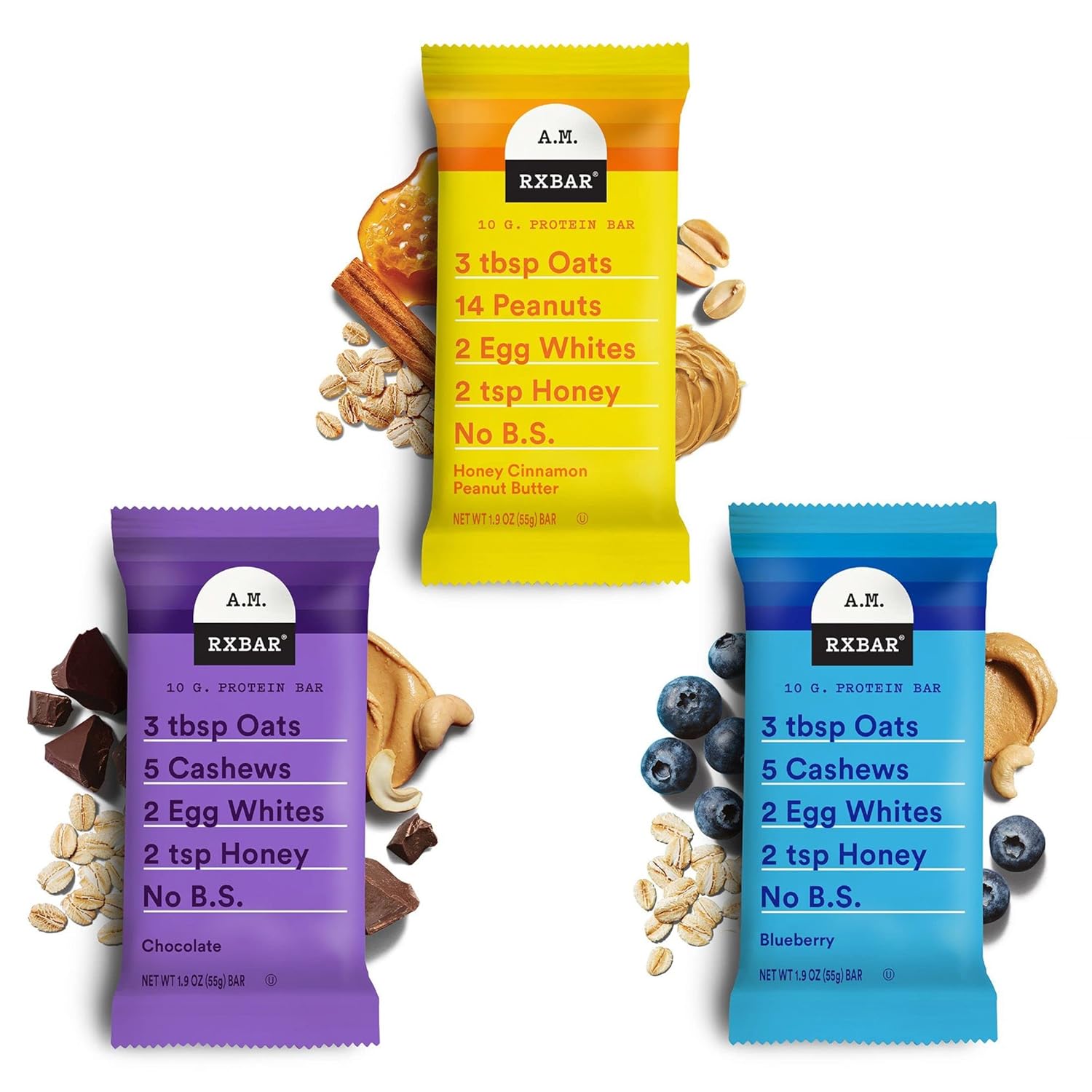 RXBAR A.M. Protein Bars Variety Pack, Gluten Free, 22.8oz (12 Bars) O461150