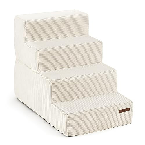 Lesure Dog Stairs for Small Dogs - Pet Stairs for High Beds and Couch, Folding Pet Steps with CertiPUR-US Certified Foam for Cat and Doggy, Non-Slip Bottom Dog Steps, Grey, 5 Steps