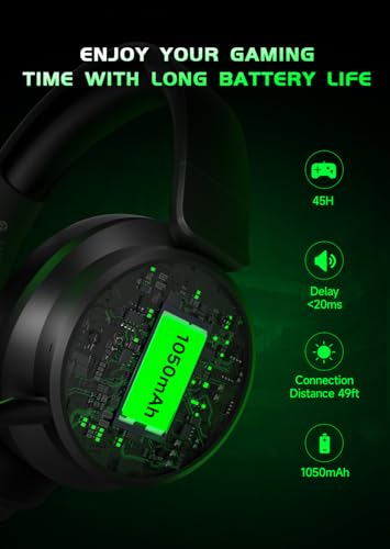 RYR Wireless Gaming Headset for Xbox, PS5, PS4, Bluetooth 5.3, Blackwhite W501869