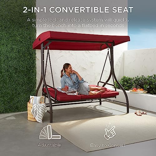 Best Choice Products 3-Seat Outdoor Canopy Swing Glider with Adjustable Shade, Midnight Green A10932