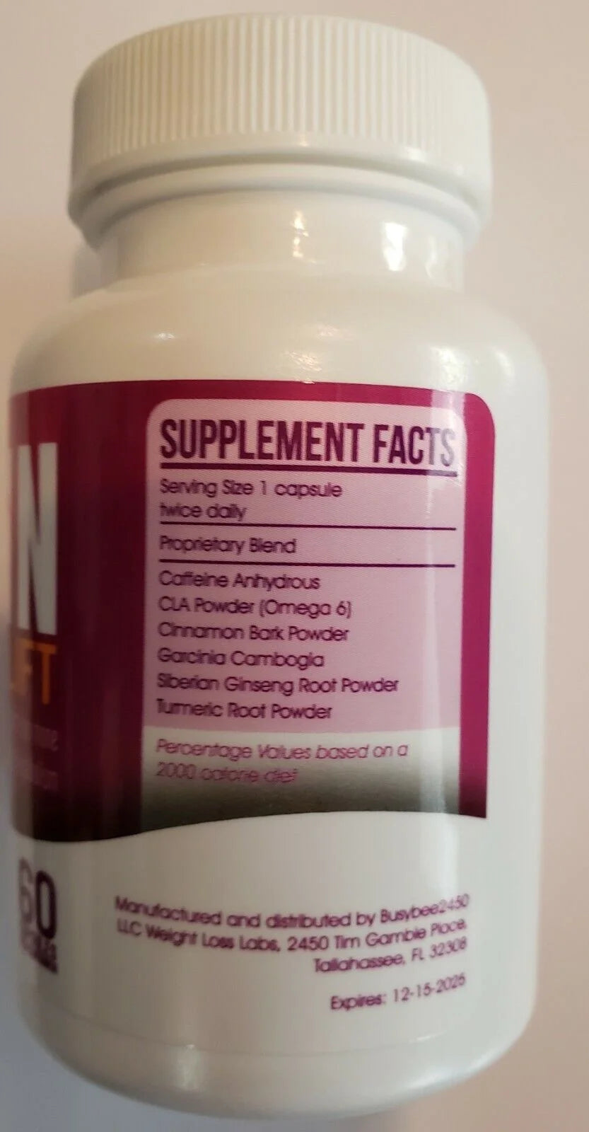 Leptin Lift Weight Loss Fat Burner Appetite Suppressant, 60 Capsules J8689