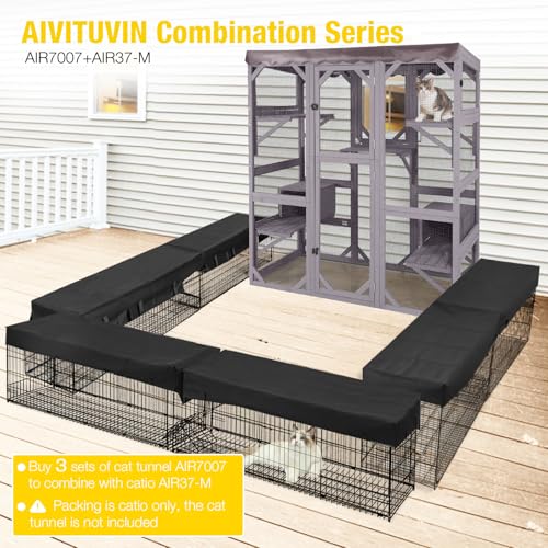 Aivituvin Catio Outdoor Cat Enclosure Large Walk-in Kitty Cage with Tarp Roof G92706