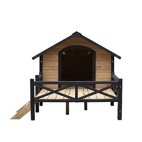 Large Wooden Dog Kennel with Porch P8565