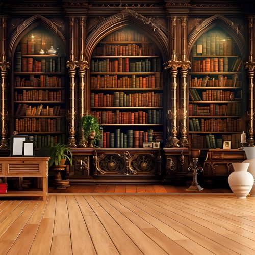 QGHOT Medieval Bookshelf Tapestry Vintage Library Wall Hanging P36533