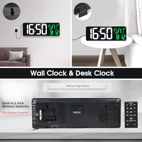 17 Inch Digital Wall Clock with Bluetooth Sync, Auto-Dimming and Remote S55740