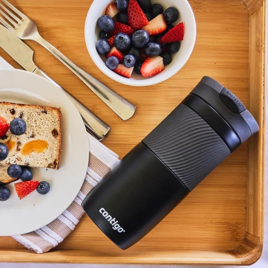Contigo Byron Snapseal Travel Mug, Stainless Steel, 590ml, Black I34141