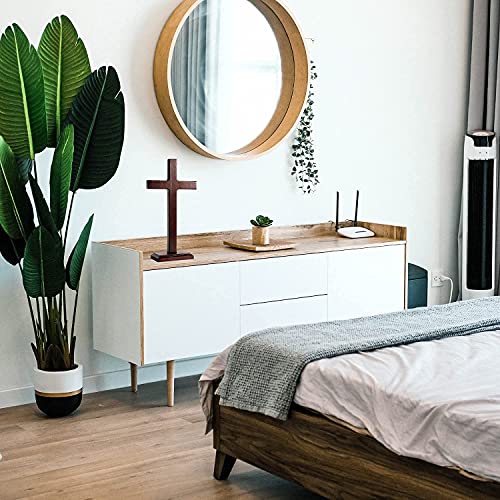 KUXBET Wooden Wall Cross with Stand 12.5 Inch Catholic Home Decor X631