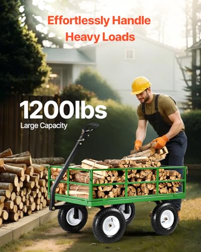 VEVOR 900 Lbs Heavy Duty Steel Garden Cart with 10" Tires and Removable Sides J262