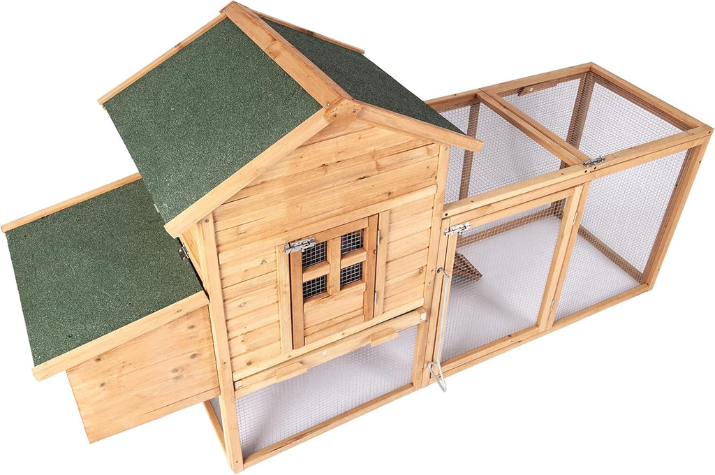 Wooden Chicken Coop Pet Hen House Poultry Cage with Removable Tray H56678