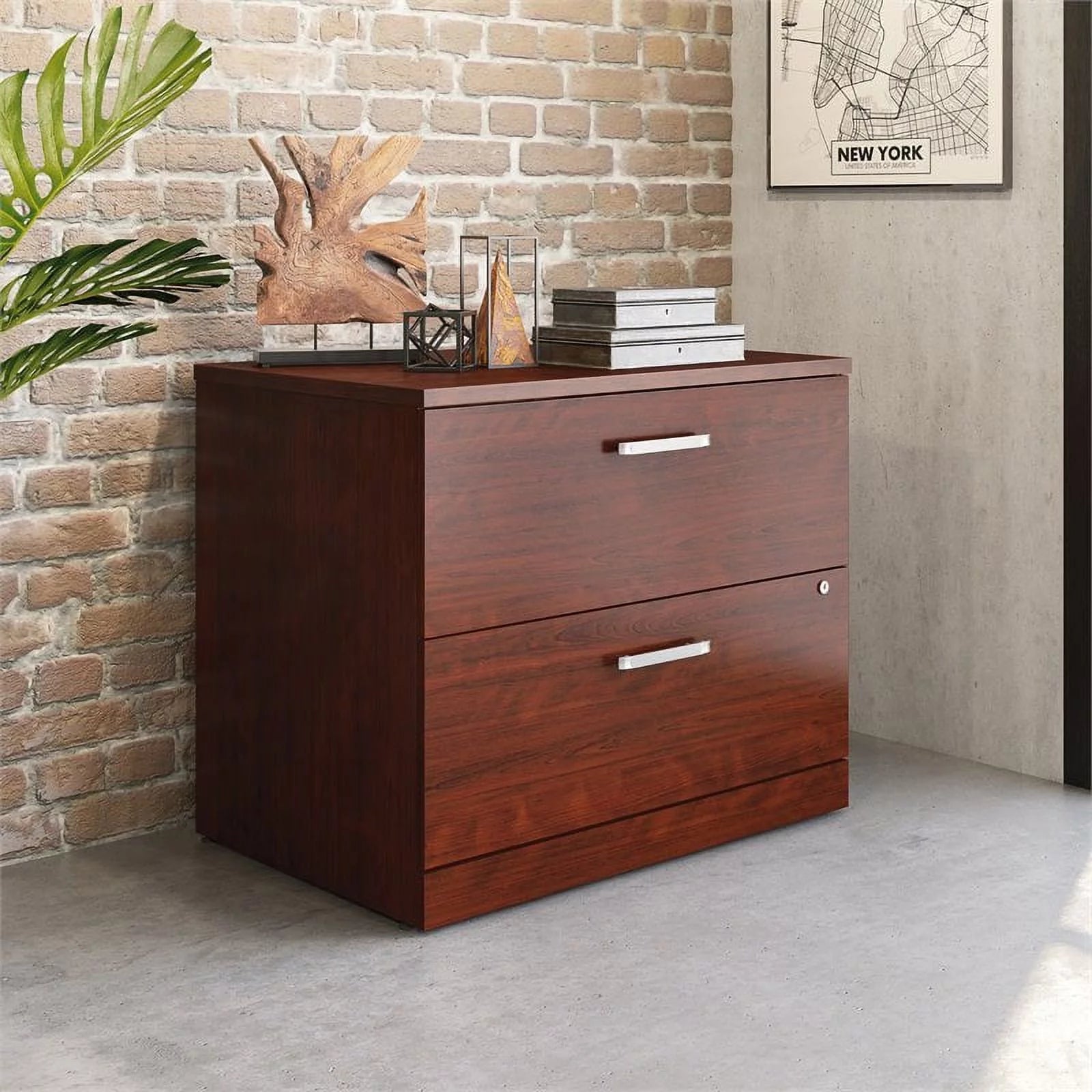Pemberly Row Lateral Filing Cabinet, Engineered Wood, Classic Cherry K7659