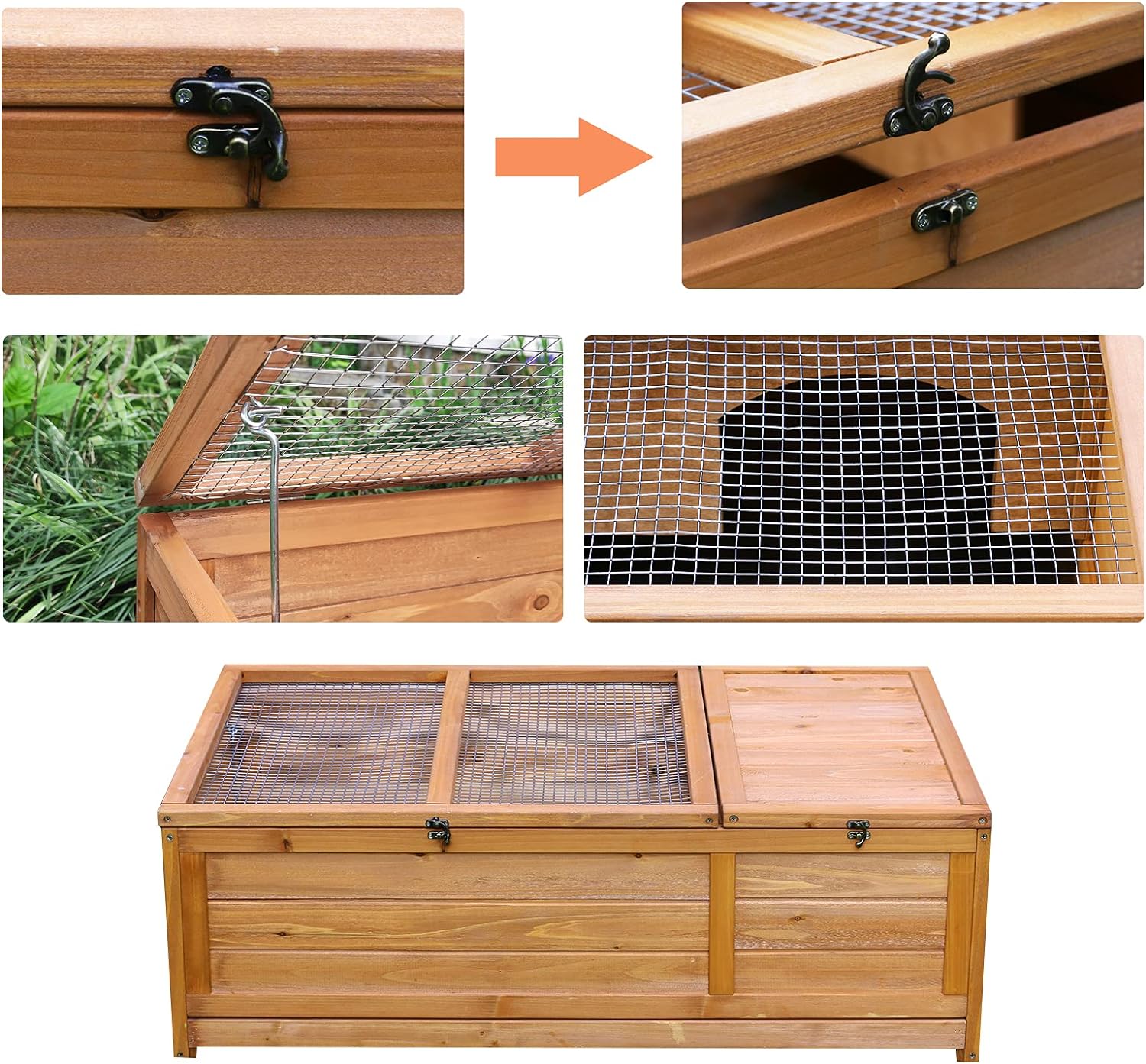 Ogrmar Wooden Tortoise House Large Habitat Enclosure with Removable Bottom U19525