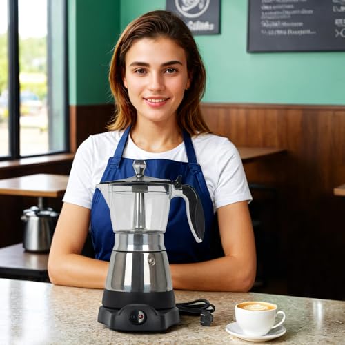 Cuban Coffee Maker 6-Cup Electric Espresso Moka Pot with Detachable Base N992