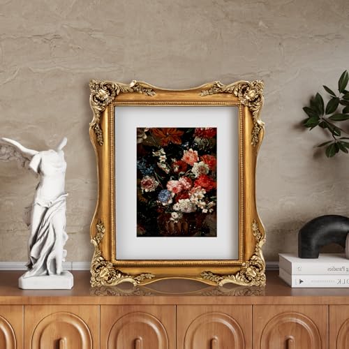 Black Vintage Picture Frame with Mat for 5x7 or 8x10 Photos E9622