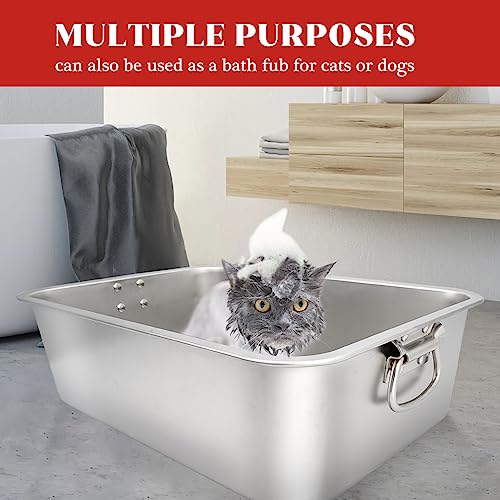 ULIGOTA Stainless Steel Cat Litter Box for Kitty and Rabbits, Easy to Clean J483832
