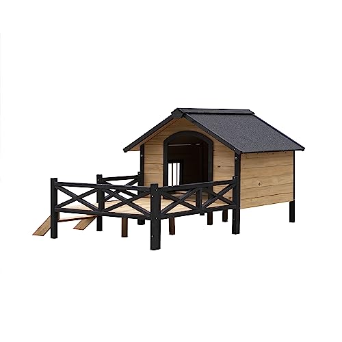 Large Wooden Dog Kennel with Porch P8565