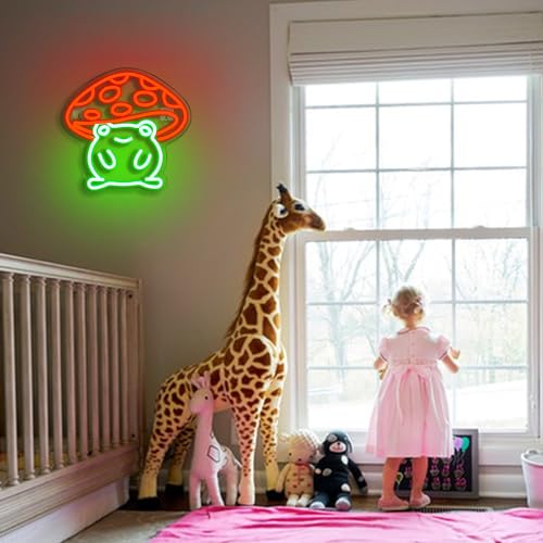 WLHOPE Mushroom Frog Neon Light for Wall Decor LED Sign C930185